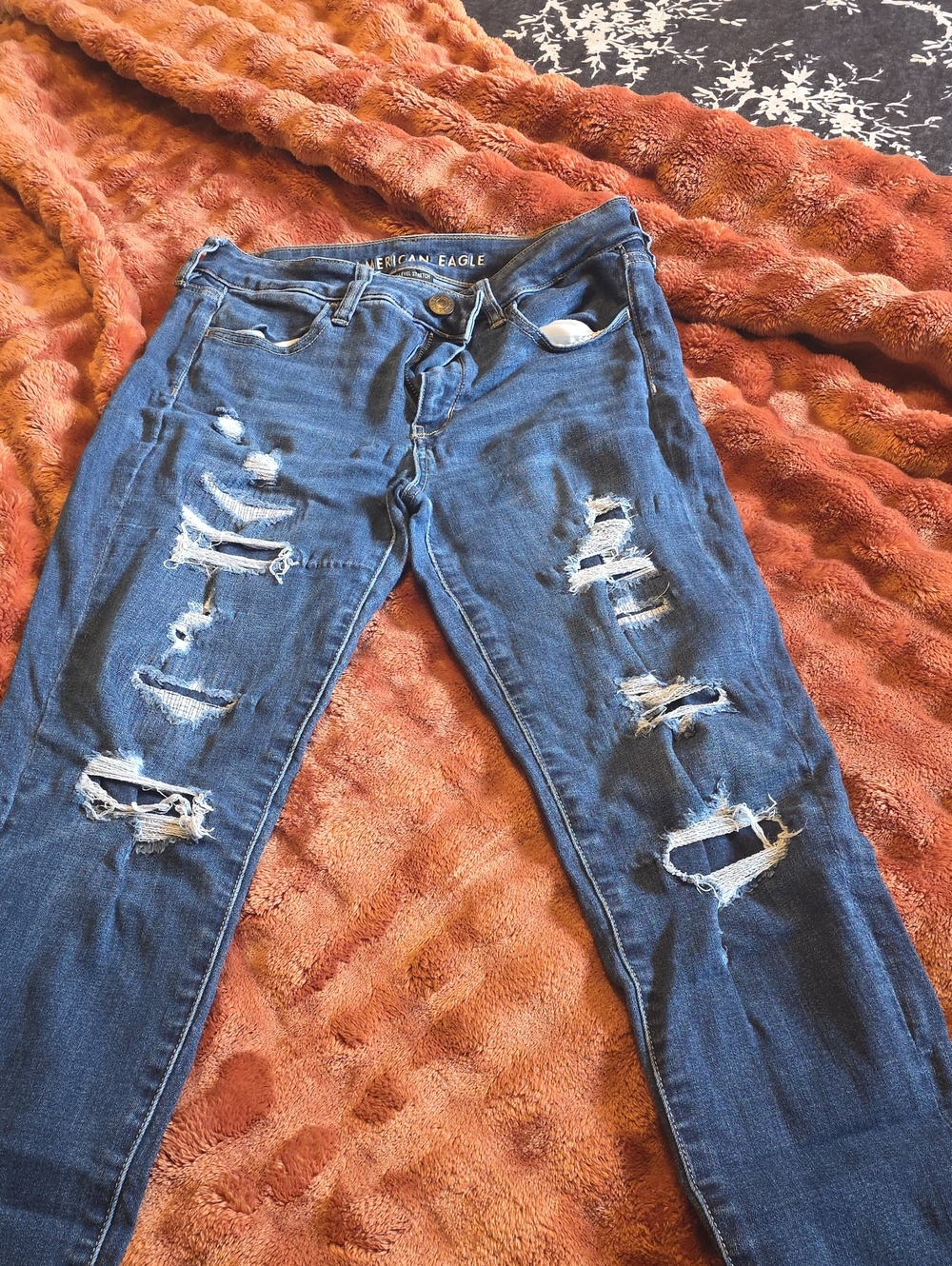 American Eagle Outfitters Blue Ripped Skinny Jeans